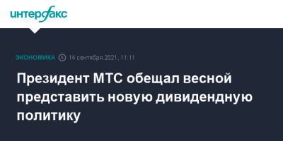 Вячеслав Николаев - Президент МТС обещал весной представить новую дивидендную политику - interfax.ru - Москва