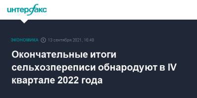 Окончательные итоги сельхозпереписи обнародуют в IV квартале 2022 года - interfax.ru - Москва - Россия