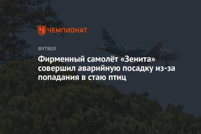 Фирменный самолёт «Зенита» совершил аварийную посадку из-за попадания в стаю птиц - championat.com - Россия - Санкт-Петербург - Турция