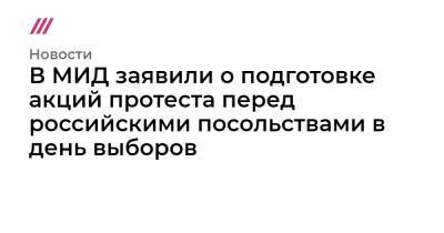 В МИД заявили о подготовке акций протеста перед российскими посольствами в день выборов - tvrain.ru - Россия