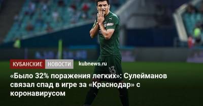 Магомед-Шапи Сулейманов - «Было 32% поражения легких»: Сулейманов связал спад в игре за «Краснодар» с коронавирусом - kubnews.ru - Краснодарский край - Краснодар - территория Краснодар