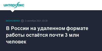 Антон Котяков - В России на удаленном формате работы остаётся почти 3 млн человек - interfax.ru - Москва - Россия