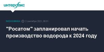 "Росатом" запланировал начать производство водорода к 2024 году - interfax.ru - Москва