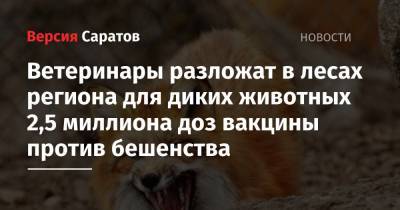 Ветеринары разложат в лесах региона для диких животных 2,5 миллиона доз вакцины против бешенства - nversia.ru - Саратовская обл.