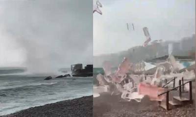 Смело весь пляж: смерч в Сочи попал на видео - bloknot.ru - Россия - Сочи - Краснодарский край - Бургас
