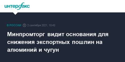 Денис Мантуров - Минпромторг видит основания для снижения экспортных пошлин на алюминий и чугун - interfax.ru - Москва