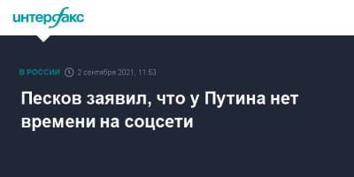 Владимир Путин - Дмитрий Песков - Песков заявил, что у Путина нет времени на соцсети - interfax.ru - Москва - Россия