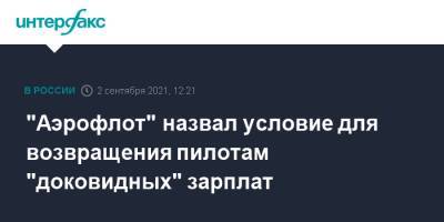Михаил Полубояринов - "Аэрофлот" назвал условие для возвращения пилотам "доковидных" зарплат - interfax.ru - Москва - Россия