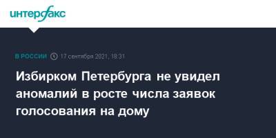 Юрий Кузьмин - Избирком Петербурга не увидел аномалий в росте числа заявок голосования на дому - interfax.ru - Москва - Санкт-Петербург - Петербург