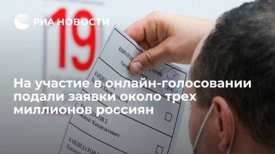 Николай Булаев - ЦИК: на участие в онлайн-голосовании подали заявки около трех миллионов россиян - ria.ru - Москва - Россия
