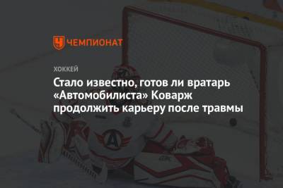 Якуб Коварж - Павел Панышев - Стало известно, готов ли вратарь «Автомобилиста» Коварж продолжить карьеру после травмы - championat.com - Швейцария - Германия - Чехия