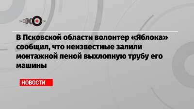 В Псковской области волонтер «Яблока» сообщил, что неизвестные залили монтажной пеной выхлопную трубу его машины - echo.msk.ru - Москва - Россия - Псковская обл. - Великий Лука