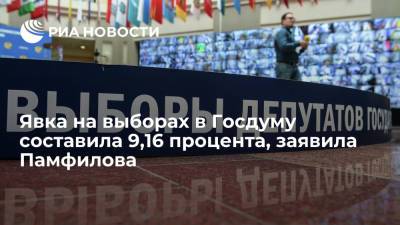 Элла Памфилова - Глава ЦИК Памфилова: явка на 16:00 на выборах в Госдуму составила 9,16 процента - ria.ru - Москва - Россия - Санкт-Петербург - Севастополь - респ. Чечня - Чукотка