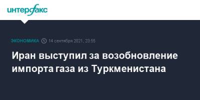 Ирана выступпил за возобновление импорта газа из Туркменистана - interfax.ru - Москва - Турция - Ирак - Иран - Туркмения