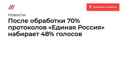 После обработки 70% протоколов «Единая Россия» набирает 48% голосов - tvrain.ru - Россия