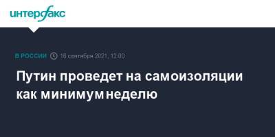 Владимир Путин - Дмитрий Песков - Путин проведет на самоизоляции как минимум неделю - interfax.ru - Москва - Россия