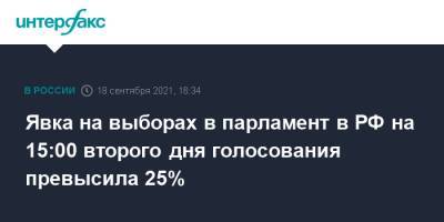 Элла Памфилова - Явка на выборах в парламент в РФ на 15:00 второго дня голосования превысила 25% - interfax.ru - Москва - Россия - Санкт-Петербург - Кемеровская обл. - респ.Тыва - Калининградская обл. - респ. Карачаево-Черкесия - респ. Хакасия