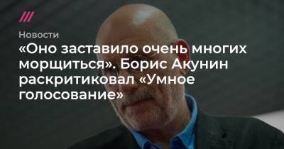 Борис Акунин - «Оно заставило очень многих морщиться». Борис Акунин раскритиковал «Умное голосование» - tvrain.ru - Россия