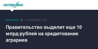 Михаил Мишустин - Правительство выделит еще 10 млрд рублей на кредитование аграриев - interfax.ru - Москва