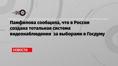 Элла Памфилова - Памфилова сообщила, что в России создана тотальная система видеонаблюдения за выборами в Госдуму - echo.msk.ru - Россия