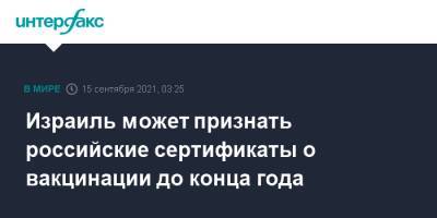 Александр Бен Цви - Израиль может признать российские сертификаты о вакцинации до конца года - interfax.ru - Москва - Россия - Израиль