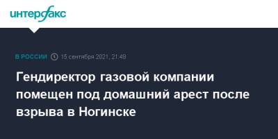 Гендиректор газовой компании помещен под домашний арест после взрыва в Ногинске - interfax.ru - Москва - Московская обл. - Ногинск - Московская область