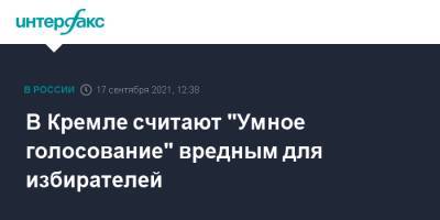 Дмитрий Песков - В Кремле считают "Умное голосование" вредным для избирателей - interfax.ru - Москва - Россия