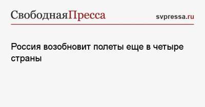 Россия возобновит полеты еще в четыре страны - svpressa.ru - Россия - Южная Корея - Казахстан - Египет - Турция - Германия - Ирак - Венгрия - Мурманск - Испания - Финляндия - Чехия - Эмираты - Магадан - Словакия - Чита - Катар - Псков - Кения - с. 21 Сентября