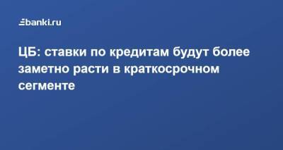 ЦБ: ставки по кредитам будут более заметно расти в краткосрочном сегменте - smartmoney.one - Россия