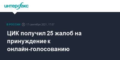 Элла Памфилова - ЦИК получил 25 жалоб на принуждение к онлайн-голосованию - interfax.ru - Москва - Россия - Ярославская обл.