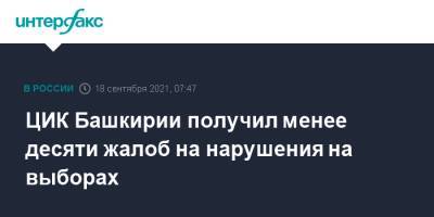 ЦИК Башкирии получил менее десяти жалоб на нарушения на выборах - interfax.ru - Москва - Башкирия - Белоруссия