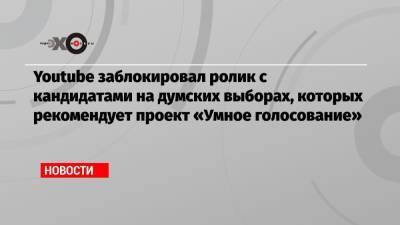 Дмитрий Орешкин - Youtube заблокировал ролик с кандидатами на думских выборах, которых рекомендует проект «Умное голосование» - echo.msk.ru - Москва