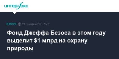 Джефф Безос - Фонд Джеффа Безоса в этом году выделит $1 млрд на охрану природы - interfax.ru - Москва