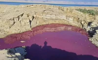 В Иордании внезапно окрасилась вода в озере: изображения вызвали фурор в соцсетях (Фото) - goodnews.ua - Иордания