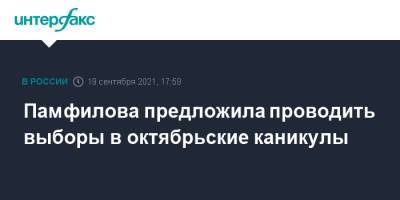 Элла Памфилова - Памфилова предложила проводить выборы в октябрьские каникулы - interfax.ru - Москва - Россия