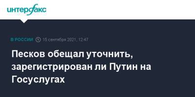 Владимир Путин - Дмитрий Песков - Песков обещал уточнить, зарегистрирован ли Путин на Госуслугах - interfax.ru - Москва - Россия