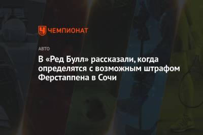 Максим Ферстаппен - Кристиан Хорнер - Алексей Попов - В «Ред Булл» рассказали, когда определятся с возможным штрафом Ферстаппена в Сочи - championat.com - Сочи - Италия