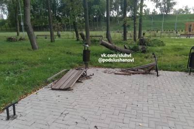 Фотофакт: разрушенные после урагана скамейки в Великих Луках до сих пор не заменили - mk-pskov.ru - Псковская обл. - Великий Луки