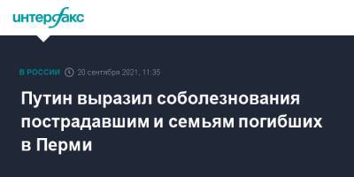 Владимир Путин - Дмитрий Песков - Михаил Мишустин - Михаил Мурашко - Игорь Краснов - Дмитрий Махонин - Валерий Фальков - Путин выразил соболезнования пострадавшим и семьям погибших в Перми - interfax.ru - Москва - Россия - Пермь - Пермский край