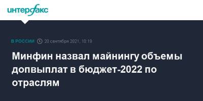 Андрей Белоусов - Минфин назвал майнингу объемы допвыплат в бюджет-2022 по отраслям - interfax.ru - Москва