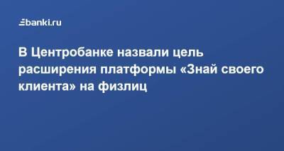 В Центробанке назвали цель расширения платформы «Знай своего клиента» на физлиц - smartmoney.one - Россия