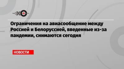 Ограничения на авиасообщение между Россией и Белоруссией, введенные из-за пандемии, снимаются сегодня - echo.msk.ru - Москва - Россия - Белоруссия - Вильнюс - Минск - Гомель