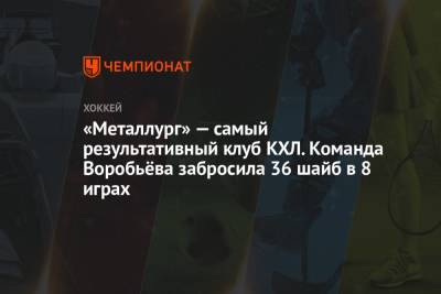 Илья Воробьев - «Металлург» — самый результативный клуб КХЛ. Команда Воробьёва забросила 36 шайб в 8 играх - championat.com - Москва - Владивосток - Магнитогорск