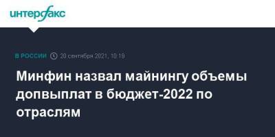 Андрей Белоусов - Минфин назвал майнингу объемы допвыплат в бюджет-2022 по отраслям - smartmoney.one - Москва