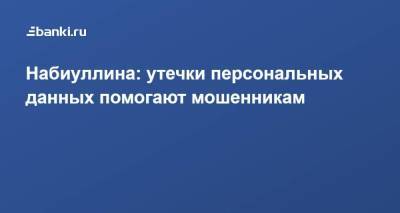 Эльвира Набиуллина - Набиуллина: утечки персональных данных помогают мошенникам - smartmoney.one - Россия