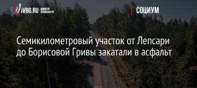 Семикилометровый участок от Лепсари до Борисовой Гривы закатали в асфальт - ivbg.ru - Украина - Ленинградская обл.
