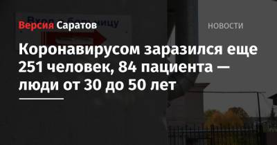 Коронавирусом заразился еще 251 человек, 84 пациента — люди от 30 до 50 лет - nversia.ru - Саратовская обл. - Саратов - район Энгельсский
