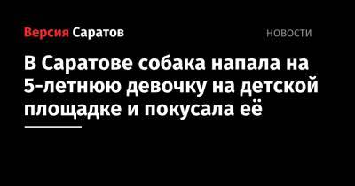 В Саратове собака напала на 5-летнюю девочку на детской площадке и покусала её - nversia.ru - Россия - Саратовская обл. - Саратов - образование Город Саратов