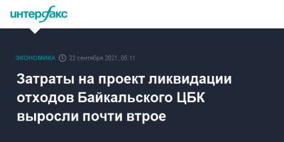Затраты на проект ликвидации отходов Байкальского ЦБК выросли почти втрое - interfax.ru - Москва - Россия - Иркутская обл.
