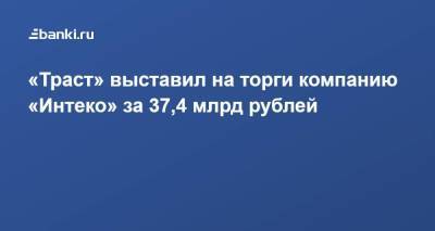«Траст» выставил на торги компанию «Интеко» за 37,4 млрд рублей - smartmoney.one